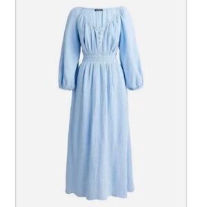 J.Crew V-Neck Midi Dress in Soft Gauze in Frozen Lake Blue Size 2X